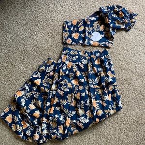 New with tags one-shoulder crop top and maxi skirt